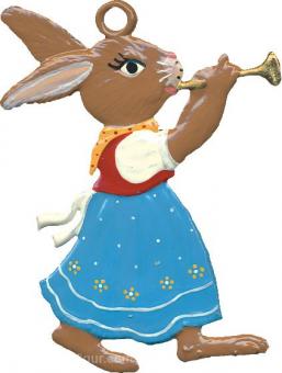 Pendentif : fillette lapin avec trompette 