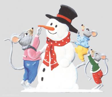 Mäuse bauen einen Schneemann 