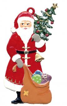Anhänger: Weihnachtsmann mit Baum und Sack 