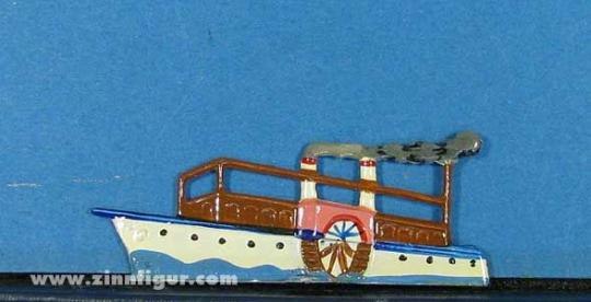 Vieux bateau à vapeur à roues, peint 