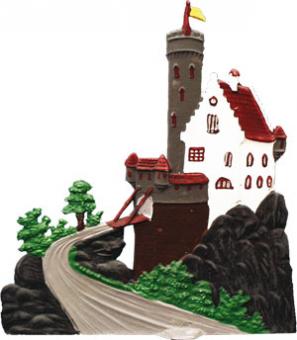Small knight's castle on rocks, painted 