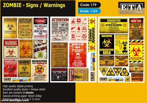 Zombie - Schilder "Warnung" 