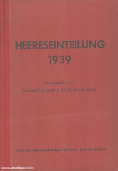 Stahl, Friedrich (Hrsg.): Heereseinteilung 1939 