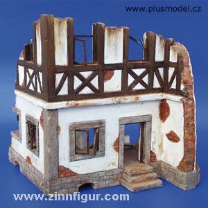 German half-timbered house ruin 