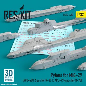 Pylons for MiG-29 (A1/32 PU-470 2 pcs for R-27 & APU-73 4 pcs for R-73) 