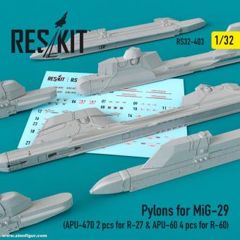 Pylone für MiG-29 (APU-470 (2 Stück) für R-27 & 1/32 APU-60 (4 Stück) für R-60) 