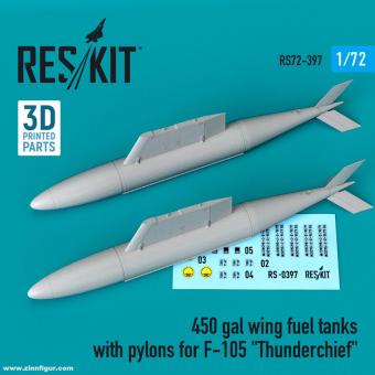 Réservoir d'aile 450 Gal avec pylône pour F-105 Thunderchief (2 pièces) 