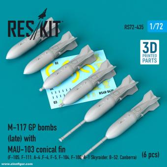 Bombes M-117 GP (tardives) avec empennage MAU-103 (6 pièces) 