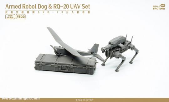 Armed Robot Dog & RQ-20 UAV Drone 