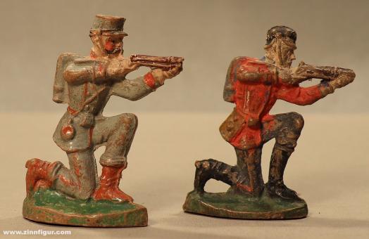 Divers fabricants : deux soldats Manz à genoux en train de tirer, 1900 à 1915 