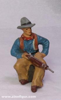 Elastolin : Cowboy assis avec fusil, 19e siècle 
