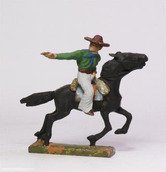 Lineol : Cow-boy à cheval avec revolver, 19e siècle 