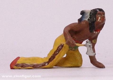 Indian crawling with tomahawk 