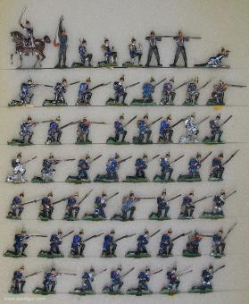 Différents fabricants : infanterie à genoux sous le feu, 1870 à 1871 