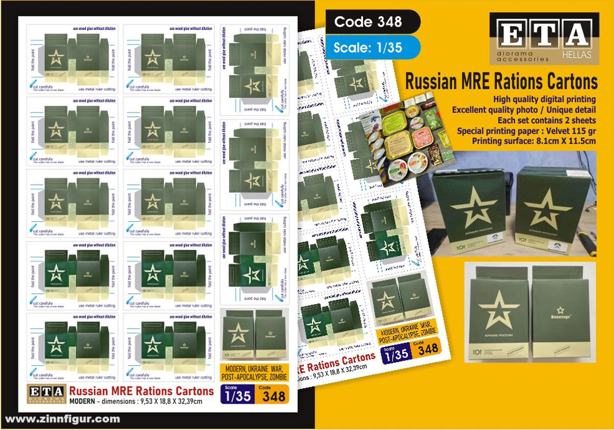 Russische MRE-Rationen Kartons